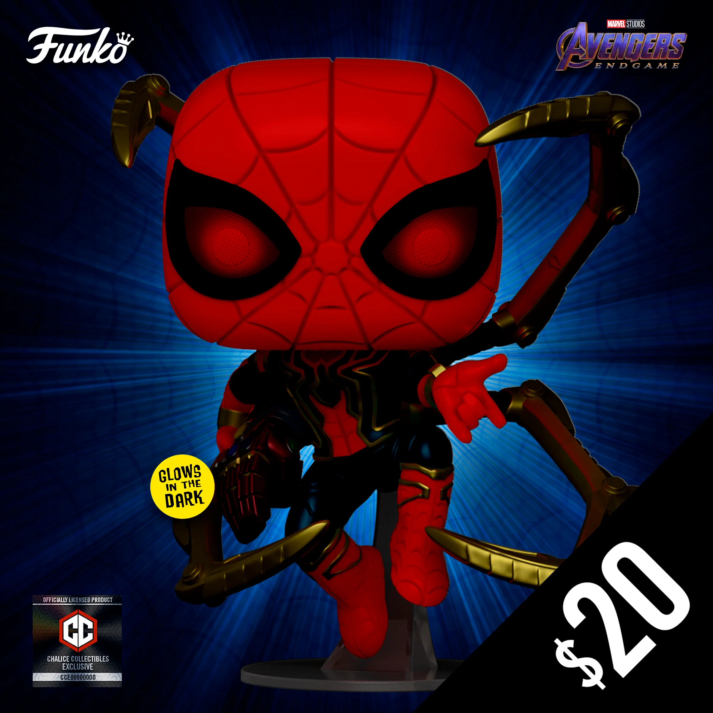 Funko Pop! Chalice Collectibles Exclusive: Avengers Endgame: Iron Spider (GITD) #574 - Image 2