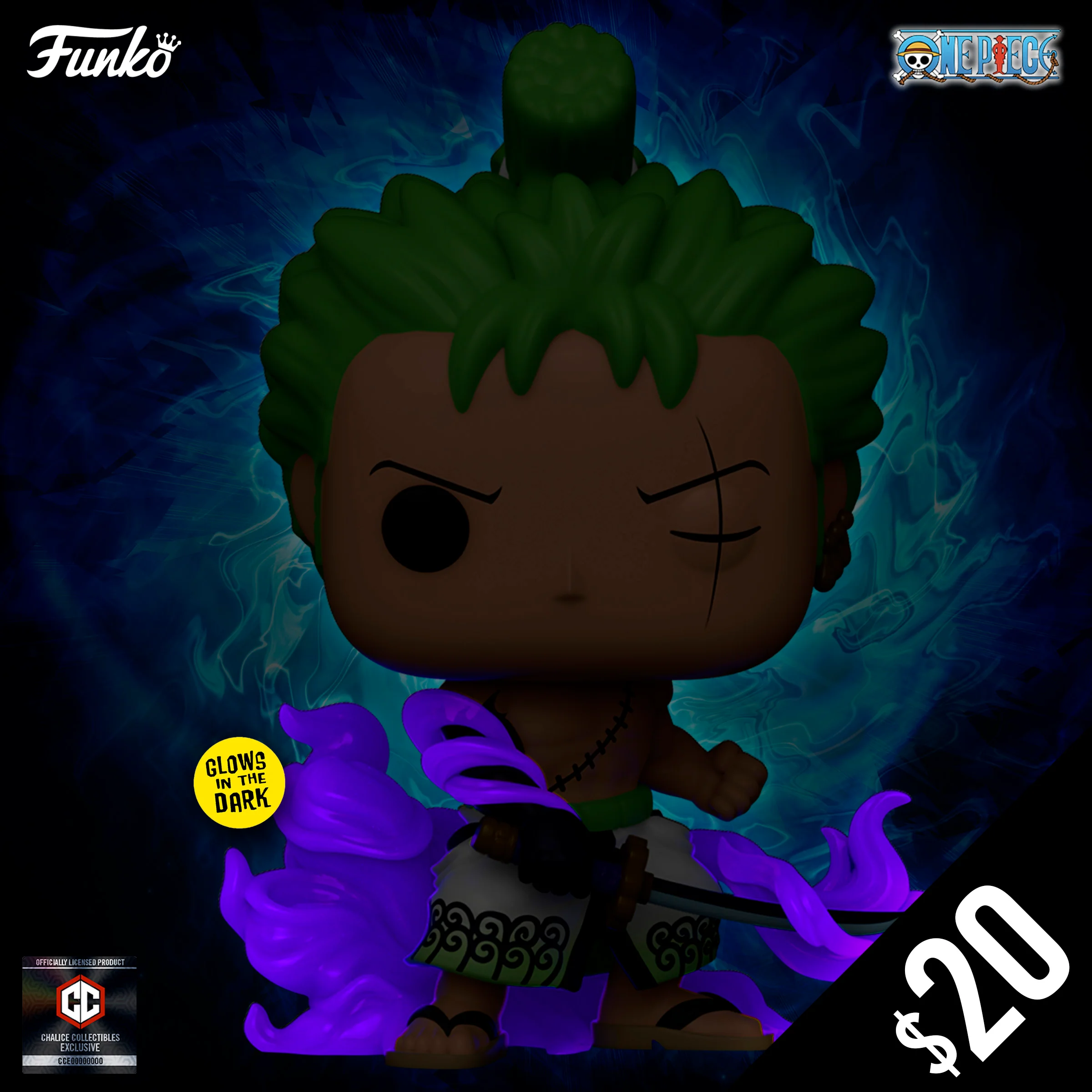 Funko Pop! Chalice Collectibles Exclusive: One Piece - ZORO (ENMA) (GITD) #1288 - Image 2