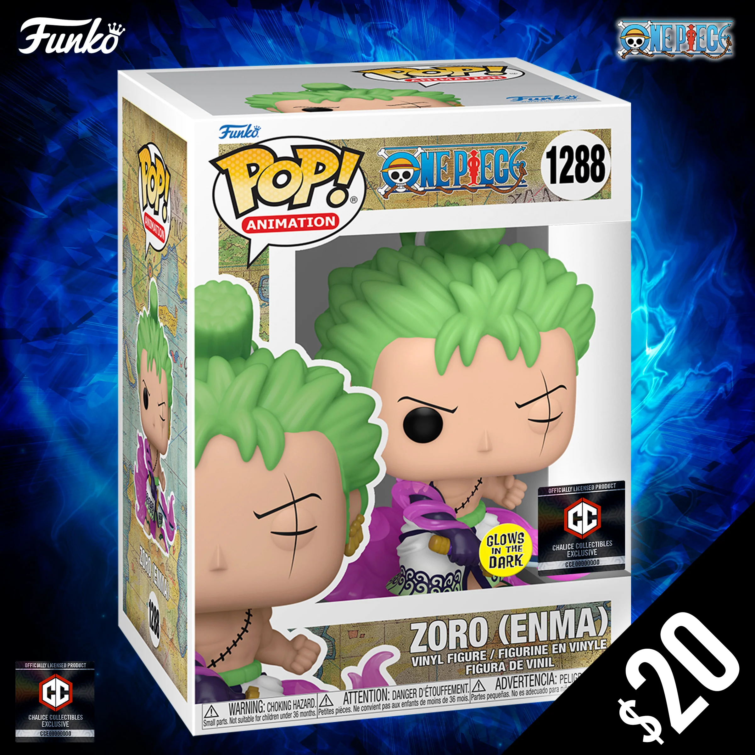 Funko Pop! Chalice Collectibles Exclusive: One Piece - ZORO (ENMA) (GITD) #1288 - Image 3