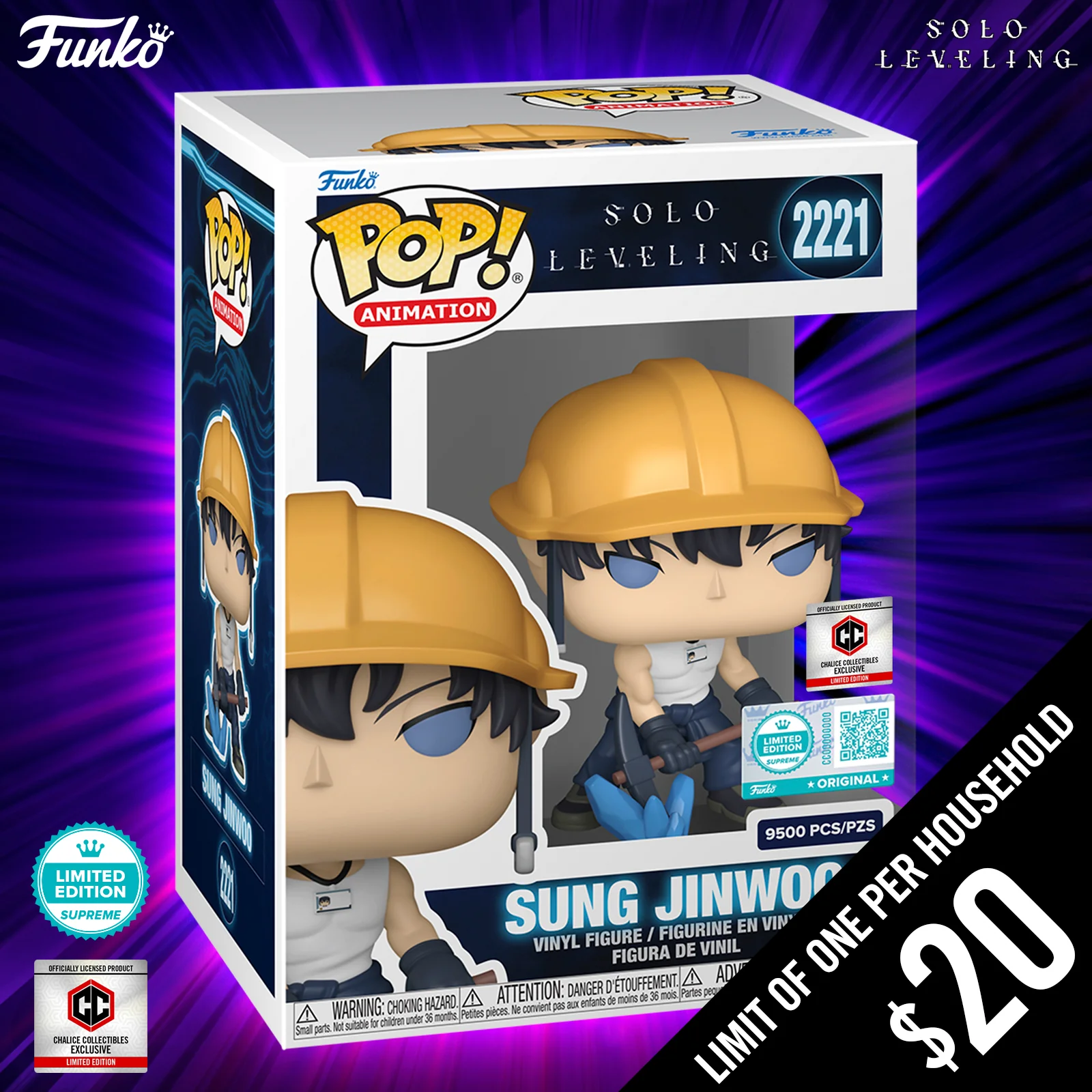 Funko Pop! Chalice Exclusive LE9500: Solo Leveling: Sung Jinwoo (Mining) #2221 - Image 2