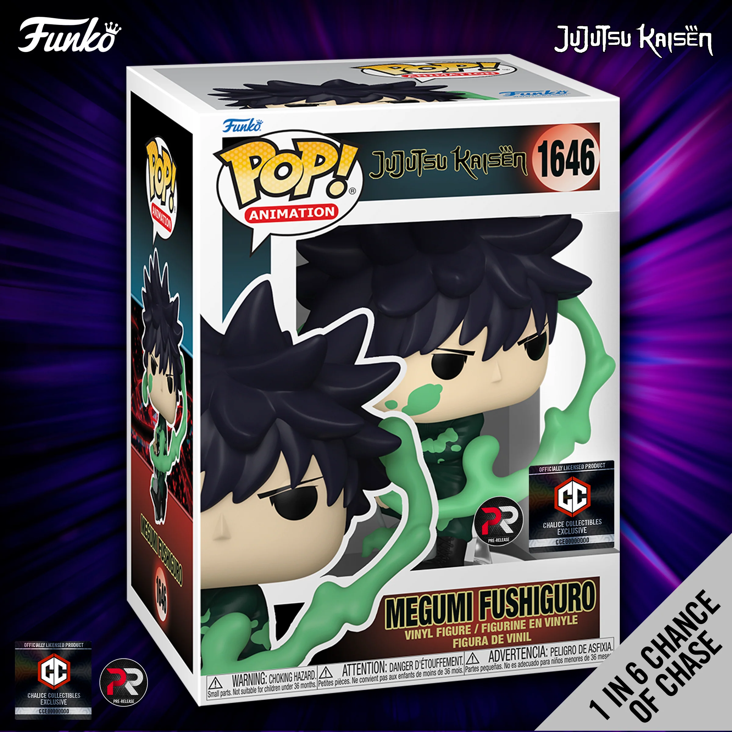 Pre-Order: Funko Pop! Chalice Exclusive: Jujutsu Kaisen: Megumi Fushiguro #1646 (1 in 6 Chance of Chase) (PR) - Image 2