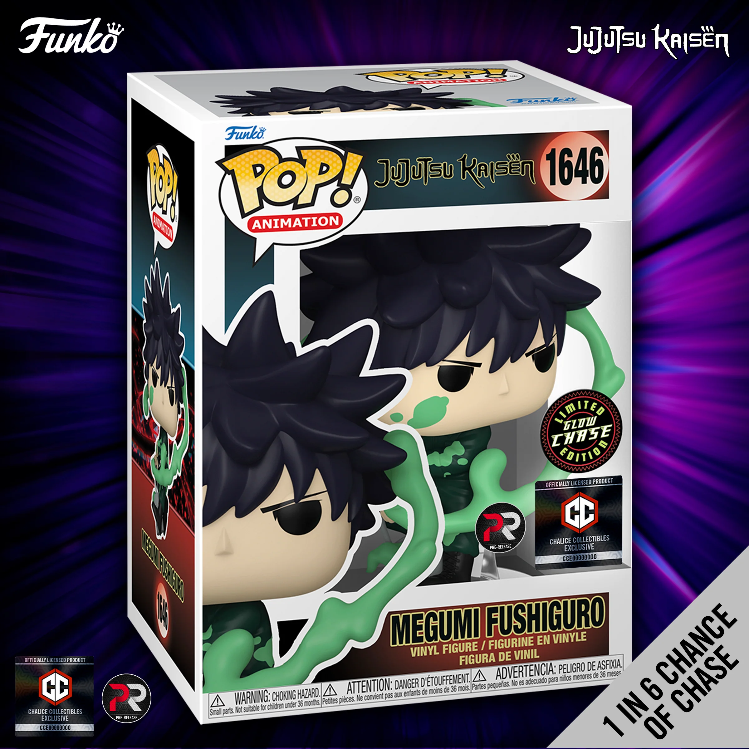 Pre-Order: Funko Pop! Chalice Exclusive: Jujutsu Kaisen: Megumi Fushiguro #1646 (1 in 6 Chance of Chase) (PR) - Image 3