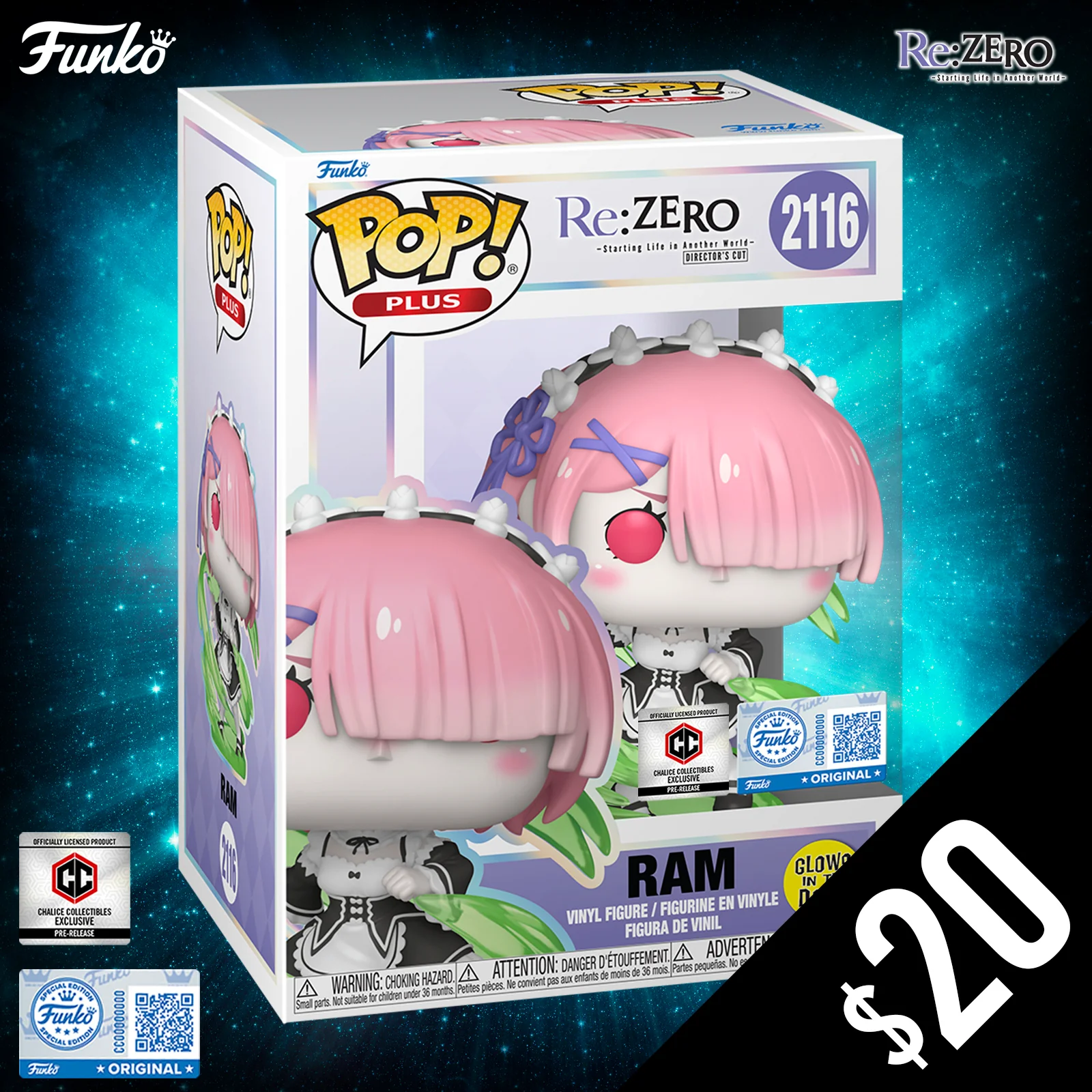 Pre-Order: Funko Pop! Chalice Exclusive: Re:Zero S1: RAM (GITD) #2116 (PR) - Image 2